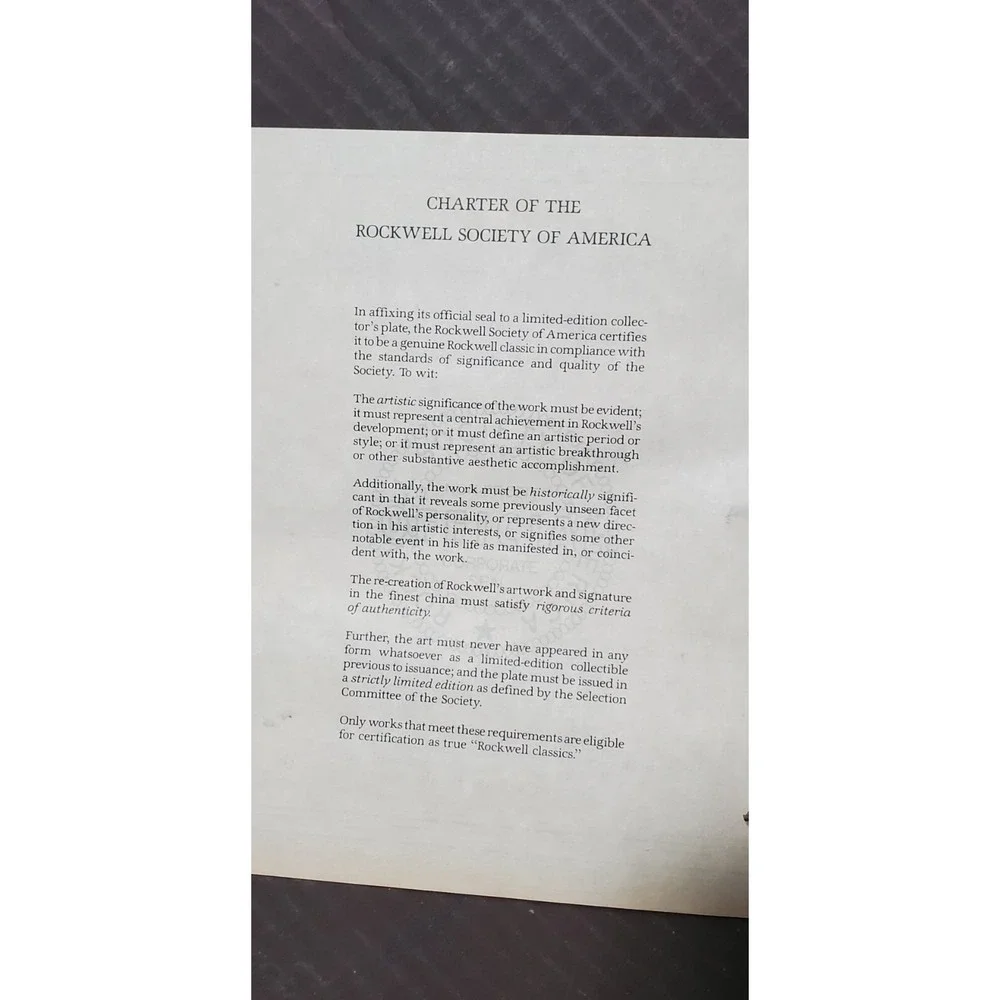 Norman Rockwell Deer Santy Claus Plate Authentication Certificate‎ Original Box